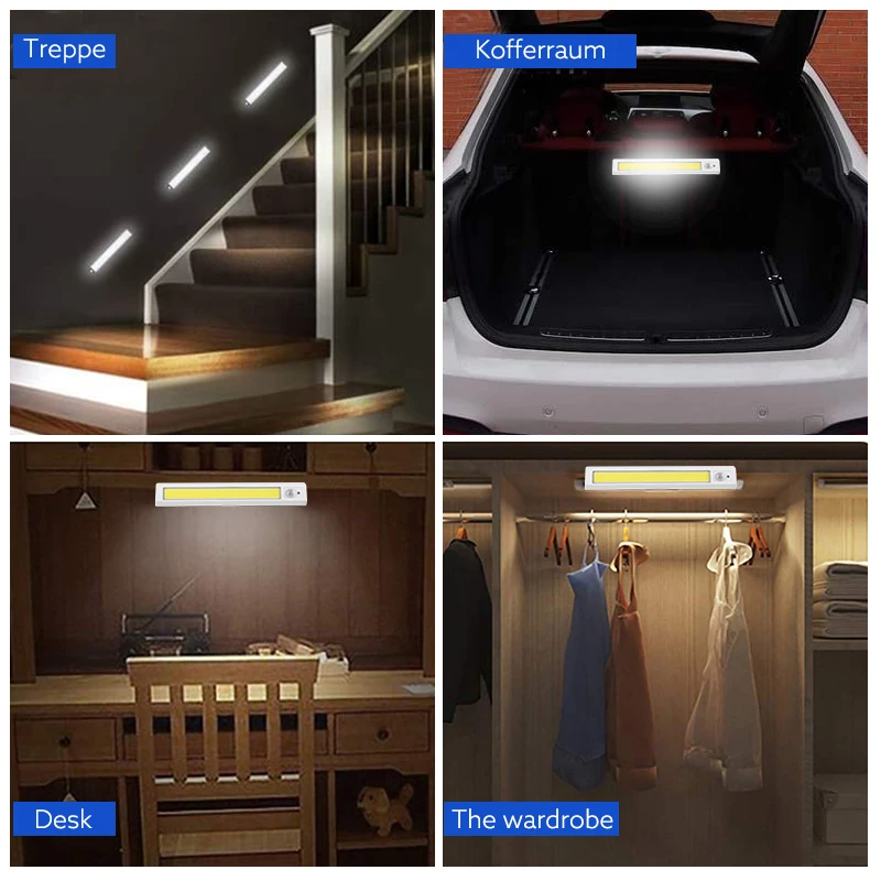 4XAA Battery Operated Of Durable Multi-function COB PIR Motion Sensor Cabinet Light