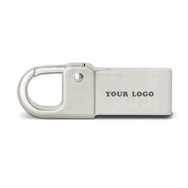 Factory directly Mini metal Hook pendrive 2.0 Custom Logo Engraved USB Flash Drive 8gb 16gb 32gb 64gb