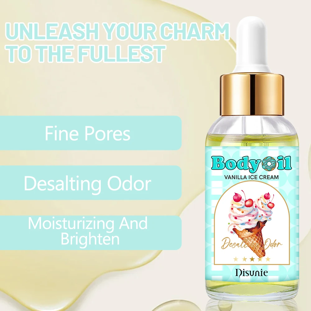 Disunie Wholesale Vanilla Ice Cream Body Organic Essential Oils Skin Brightening Moisturizing Perfume Fragrances Body Oil