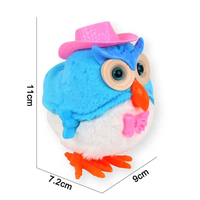 QS High Quality Mini Cartoon Clockwork Plush Animal Toys 4 Colors Plastic Cute Wind-Up Jumping Forward Toys For Children Gift