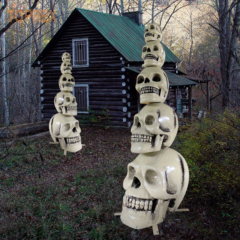 Modern Halloween Home ornaments 3d fiberglass art craft skeleton head Skull Sculptures Decoration