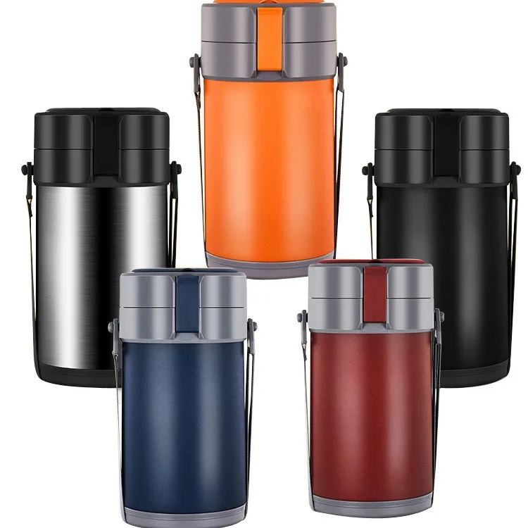 3 layer insulated vacuum metal Stainless Steel Portable Kids lunch box thermos food flasks food warmer for School