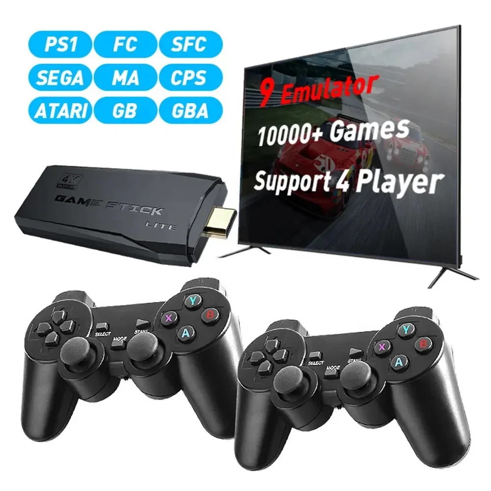 Family TV Video game Console 64G Built-in 15000 Games With 2.4G Wireless controller 4K HD M8 game stick for ps1 md mame sfc