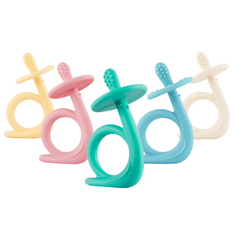 
Amazon Hot Newborn Teething Training Nursing Toy Multifunction Chewable Teethers Animal Shape Baby Silicone Teether 