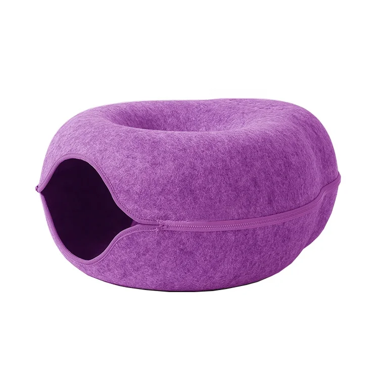 Wholesale good quality polyester thermoforming cat bed customized color size PET felt pet house for home