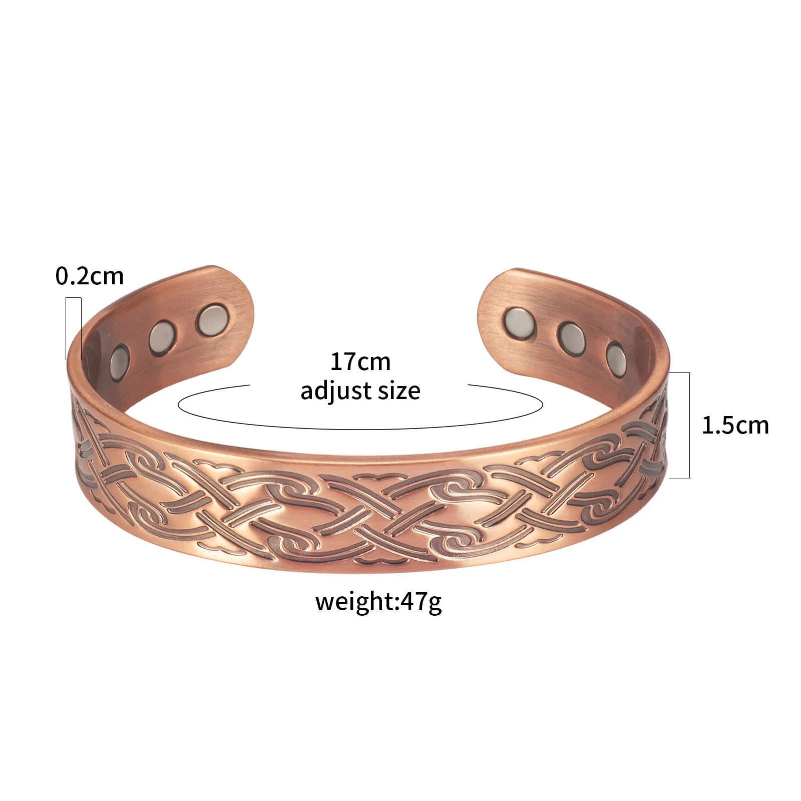 Wollet Classic 99.95% Pure Copper Bracelet Arthritis pain relief Threaded Braid Healthy Wrap Copper Magnetic bracelet