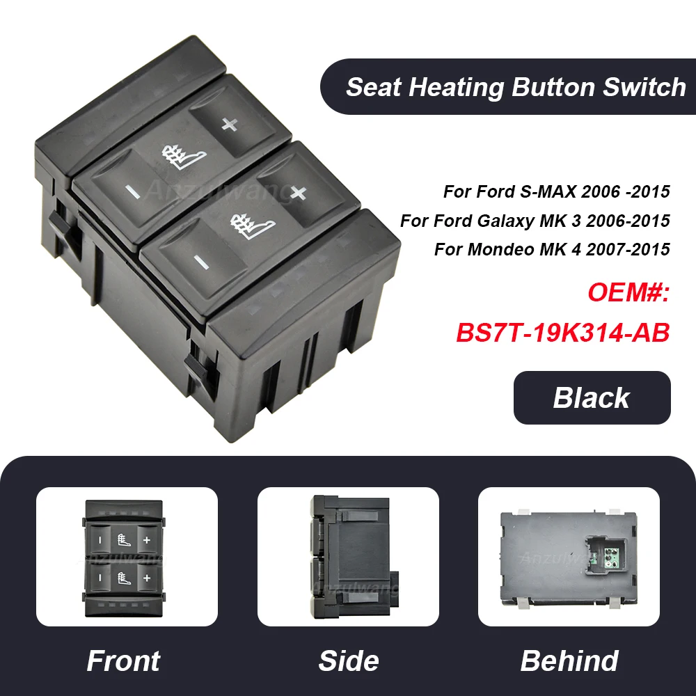 OEM 6M2T-19K314-AC 6M2T19K314AC Seat Heating Button Control Switch For Ford S-MAX 2006 -2015 Galaxy MK 3 2006-2015 Mondeo MK 4