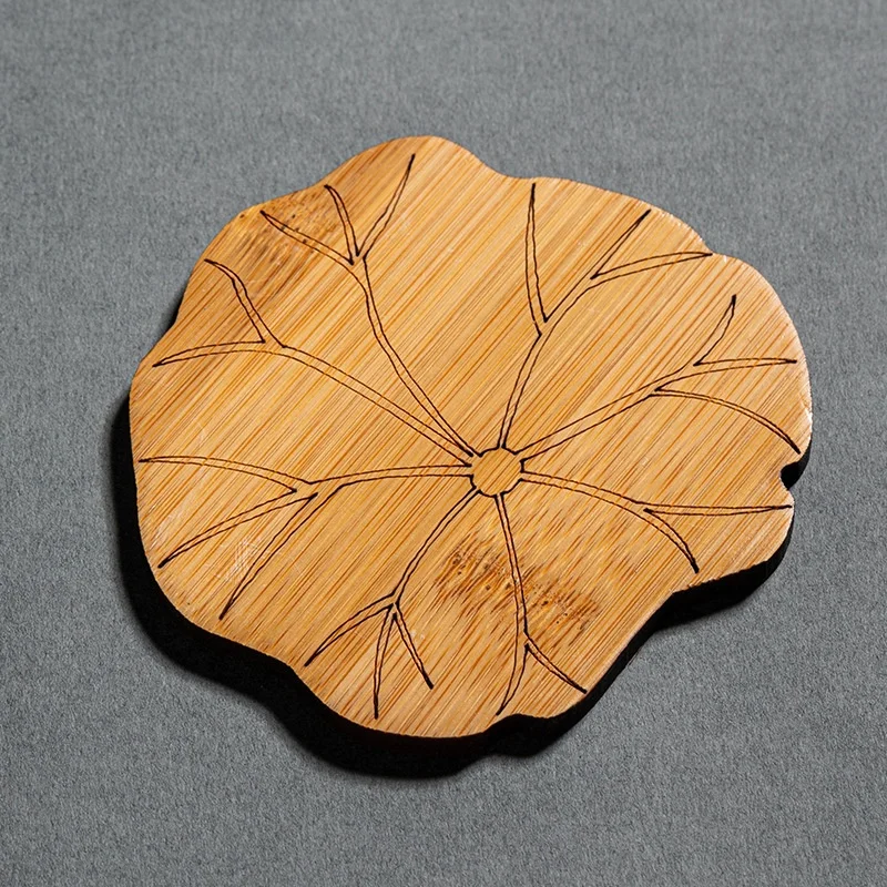 Bamboo coaster tea ceremony Zen Chinese style lotus leaf hollowed out tea saucer tea set small coaster insulation mat table mat