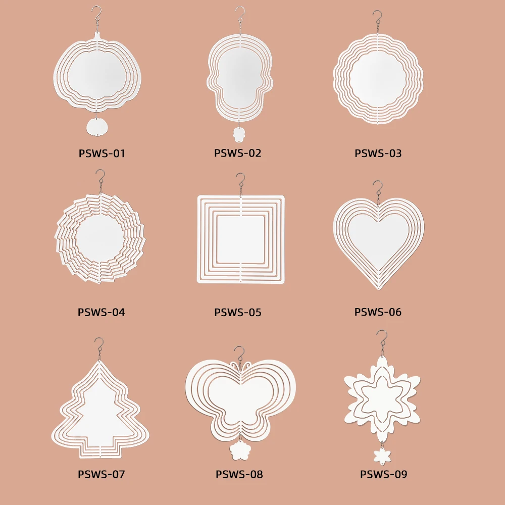 Subbank 8 Inch 10 Inch Metal Aluminum Wind Chimes Spinners Sublimation Blank Double Sided DIY Garden Sublimation Wind Spinne