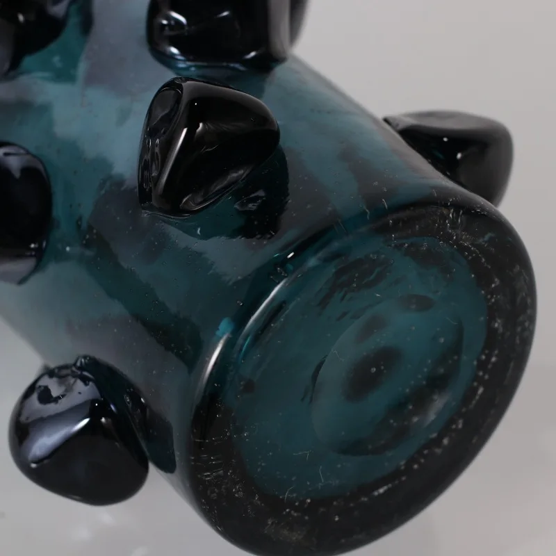 56H Ink blue straight tube bamboo glass vase flower glass vase decoration