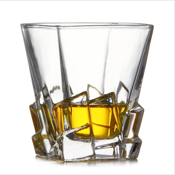 
New design glass whiskey crystal whiskey glass cup square rocking whiskey glass for sale 