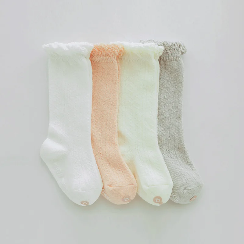 Бесшовные дышащие носки с ушками для новорожденных и маленьких девочек на весну и лето, платье принцессы, детские носки