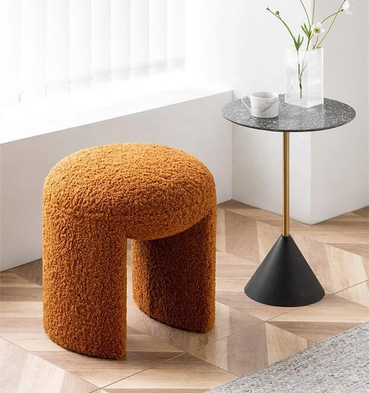 Nordic simple modern low small cushion round stool wood shoes changing stool 2022WL-022
