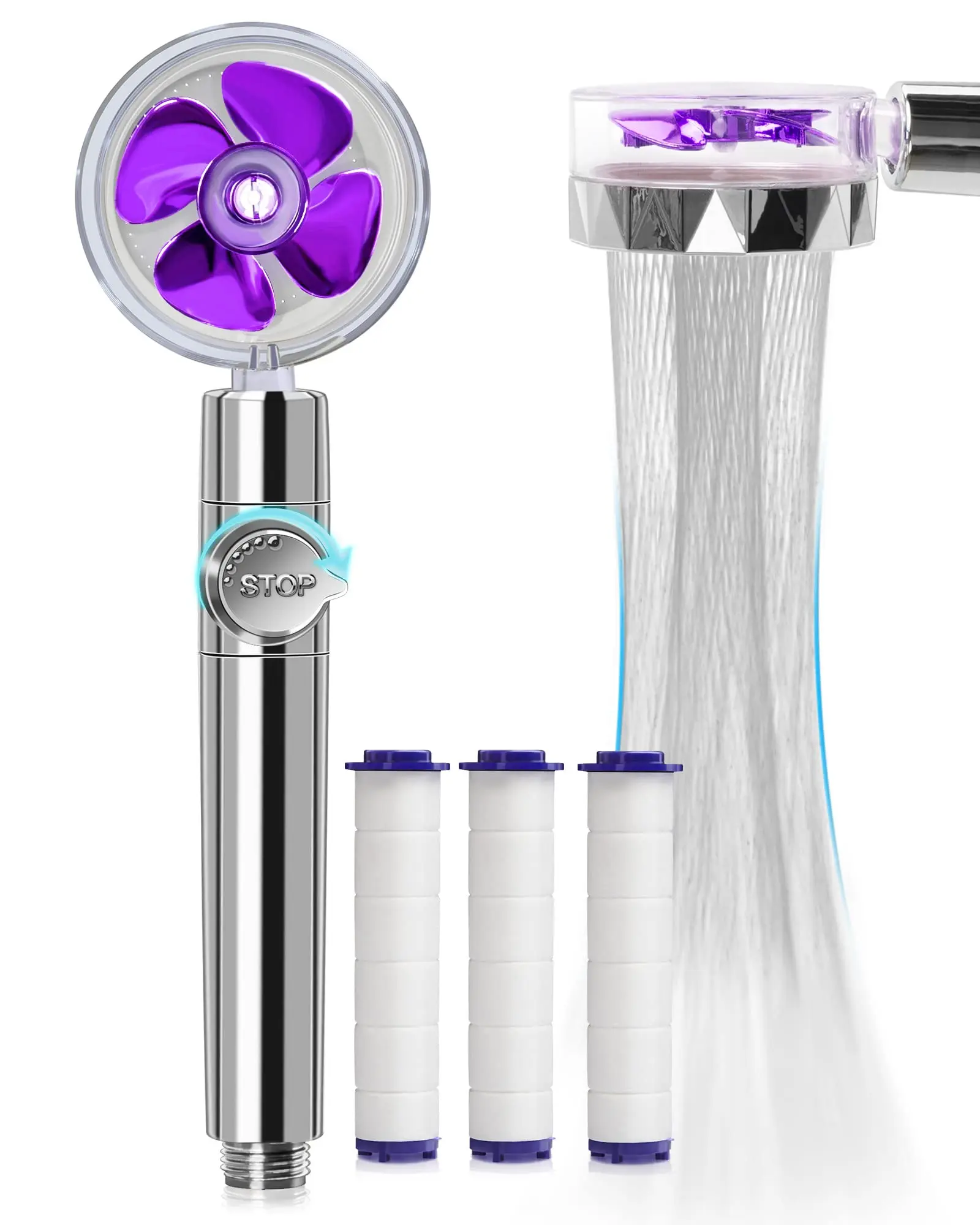 Вентилятор для душа высокого давления веер распыла турбонаддувом 360 градусов вращающийся портативный вентилятор фильтр насадки для душа