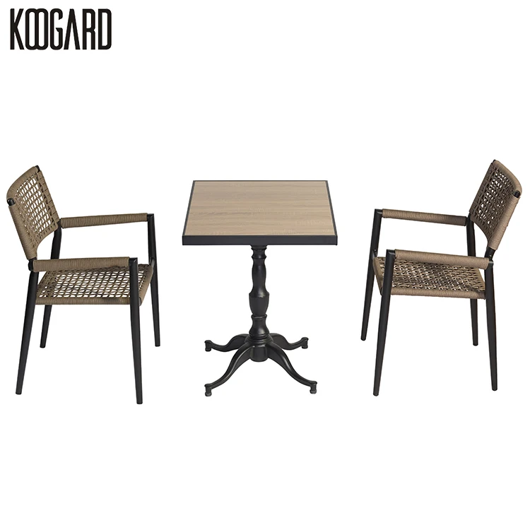 Cheap Wooden Steel Cafe Outdoor Dining Table Set Cafe Restaurant Tables And Chairs