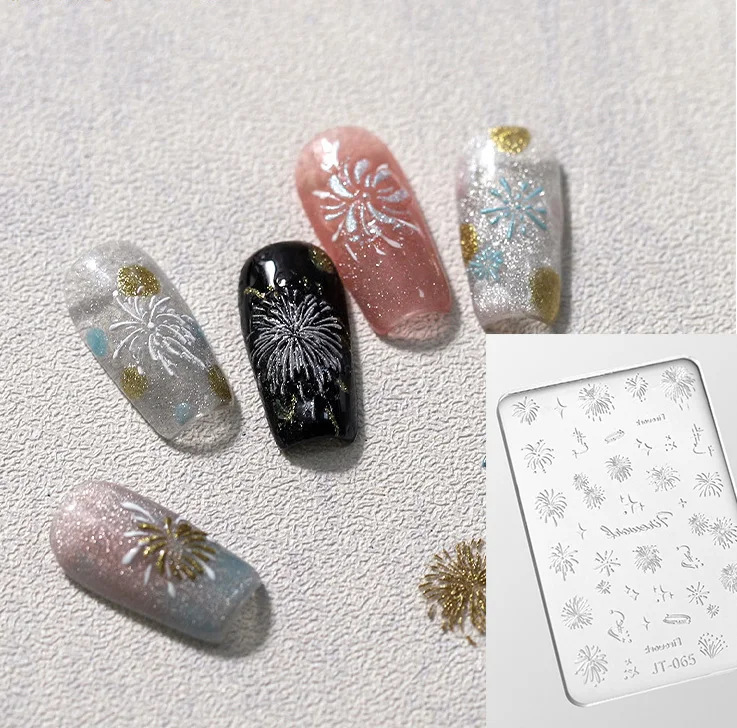 Silicone Nail Carving Mold Little Bear Flowers Mould Stamping Plate Nails Stencils