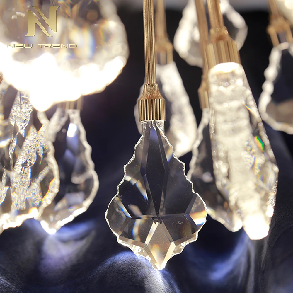 New Arrival Indoor Decoration Villa Hall Hotel Lobby Staircase Crystal LED Chandelier Pendant Light