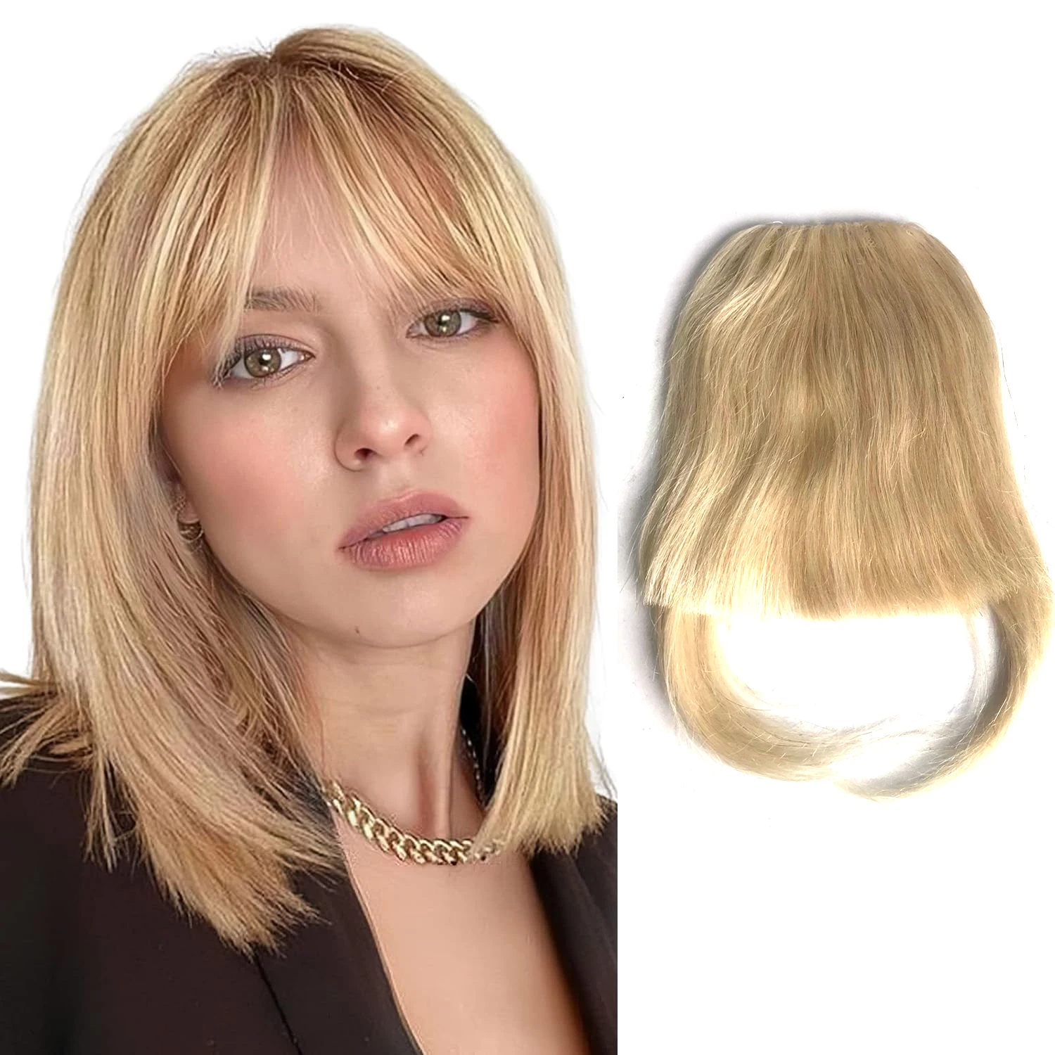 Clip In Fringe Bangs 100% Human Hair Extensions Natural Black Brown Flat Bangs With Temples Hairpiece Human Hair Air Bangs