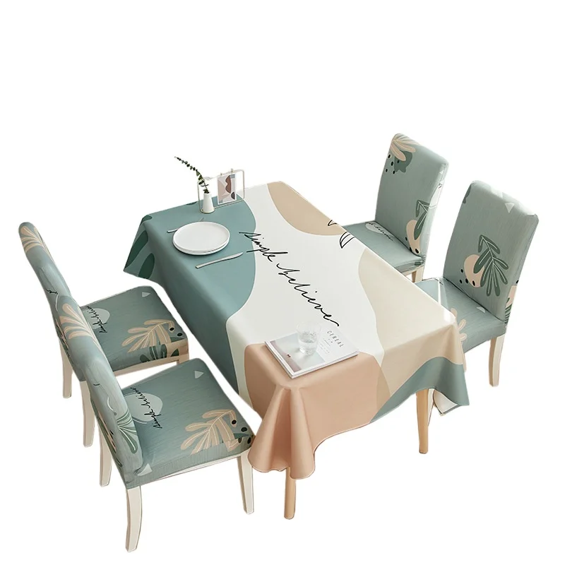 Nordic Blue and White Printed Blending  Restaurant Waterproof Chair Cover Tablecloth