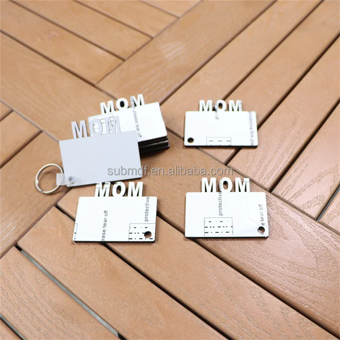 Memorial MOM DIY Gift Keychain White Sublimation Wood Blanks for Key Ring Holder Custom Printing Photo Key Chain