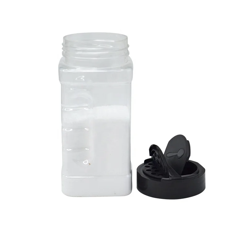 500ml square PET plastic spice shaker seasoning jar salt pepper shaker bottles seasoning container with 63mm lid