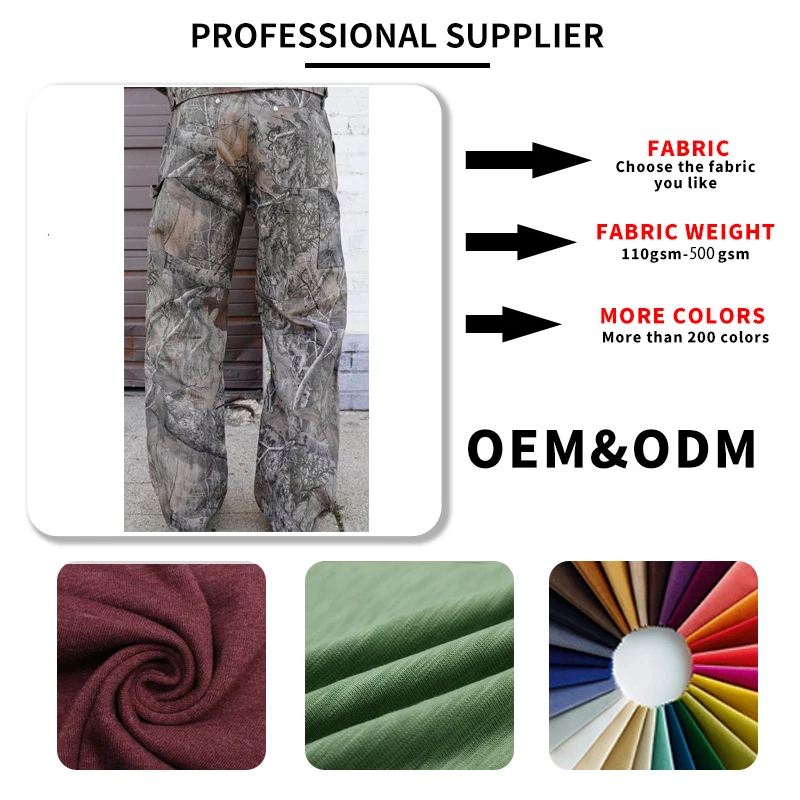 Customized Full Print 100% Cotton Straight Pants High Quality Camouflage Pattern Stacked Trousers For Men