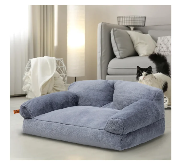 Wholesale pet supplies accessories Deluxe Fur Human Size dog bed Giant beanbag bed with washable fur cover human sized dog bed.