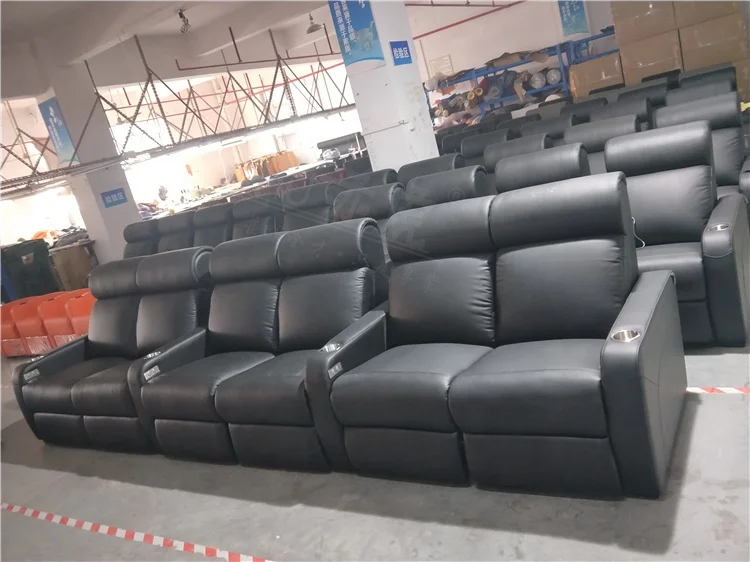 Wholesale Napa leather recliner massage sofa luxury VIP theater cinema chair electric headrest modern theater chair