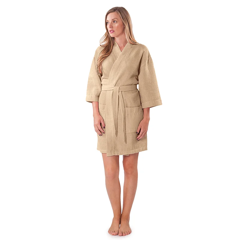 Hotel Waffle Robe Polyester Coral Fleece Women Bathrobe Support Custom New Design