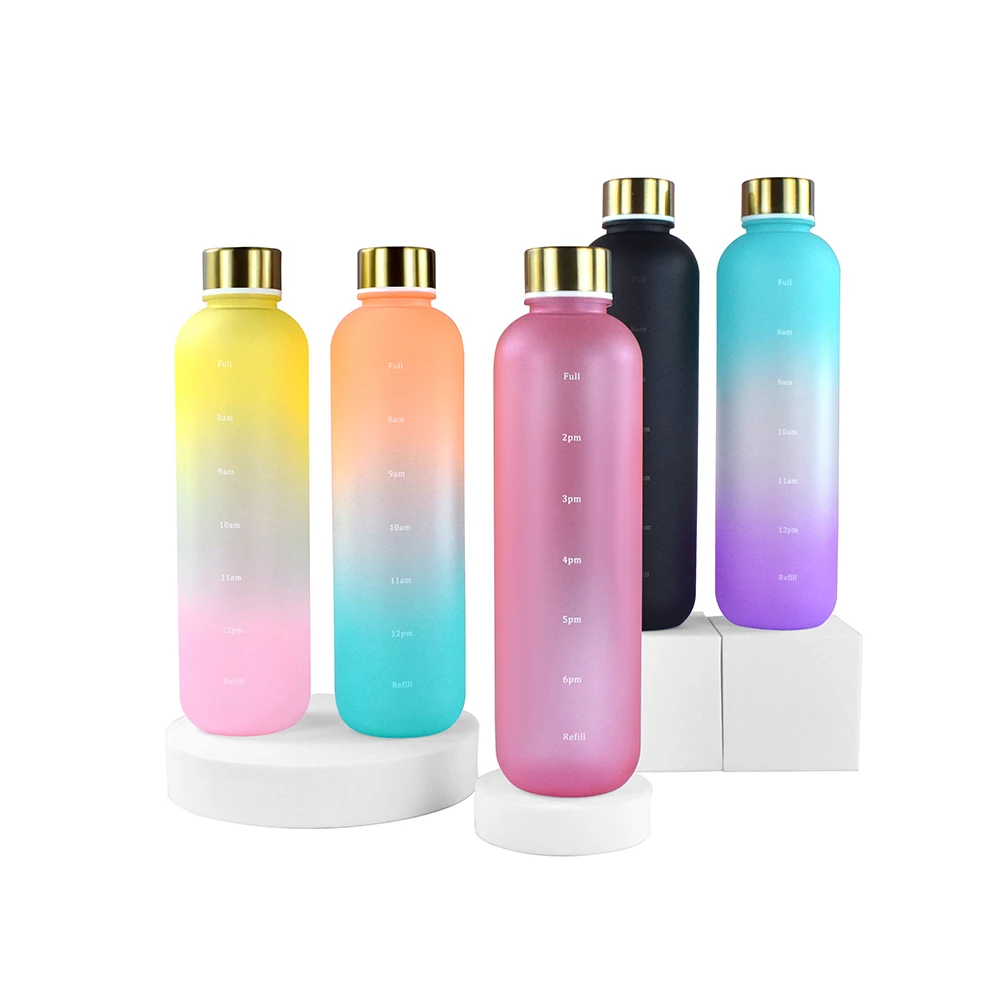 Factory Wholesale Low Price 1000ml 32 oz Motivational Matte Water Bottles High Quality Plastic Water Bottle