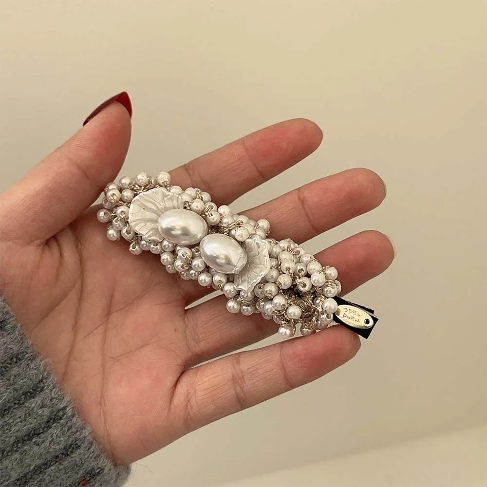 ins hot selling korean girls alligator hair clips pearl duck bill bow flower hair clips women accessories wholesale