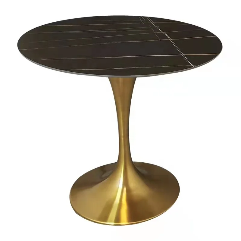 New Design Luxury Marble Top Coffee Table Modern Furniture Round Coffee Side Table Metal Stainless Steel Dining Table