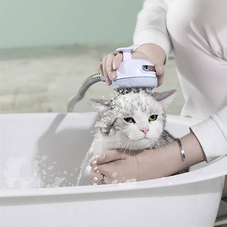 Eco rubber Pet Rinser Shower head with Stop Water-saving Function ABS pet bath massage brush