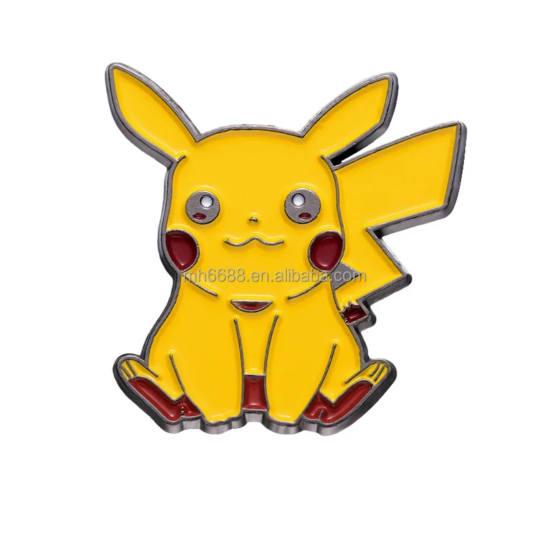 Wholesale Animal Pokermon Cartoon Metal Brooch hat pins Anime Lapel Badge Custom glitter Enamel frame Pin for hat