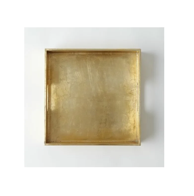 Home Decor Brass Tray For Home Kitchen Hotel Restaurant Golden Color Decorative Tray with Brass Stands Metal for Tableware