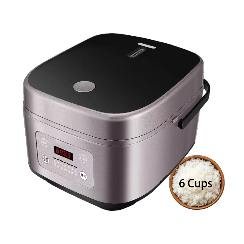 Rice Soup Separation 6 Cups Uncooked Rice 5L 6 Liter Family Low Sugar Rice Cooker with 24-Hr Timer Keep Warm 7 Cooking Functions