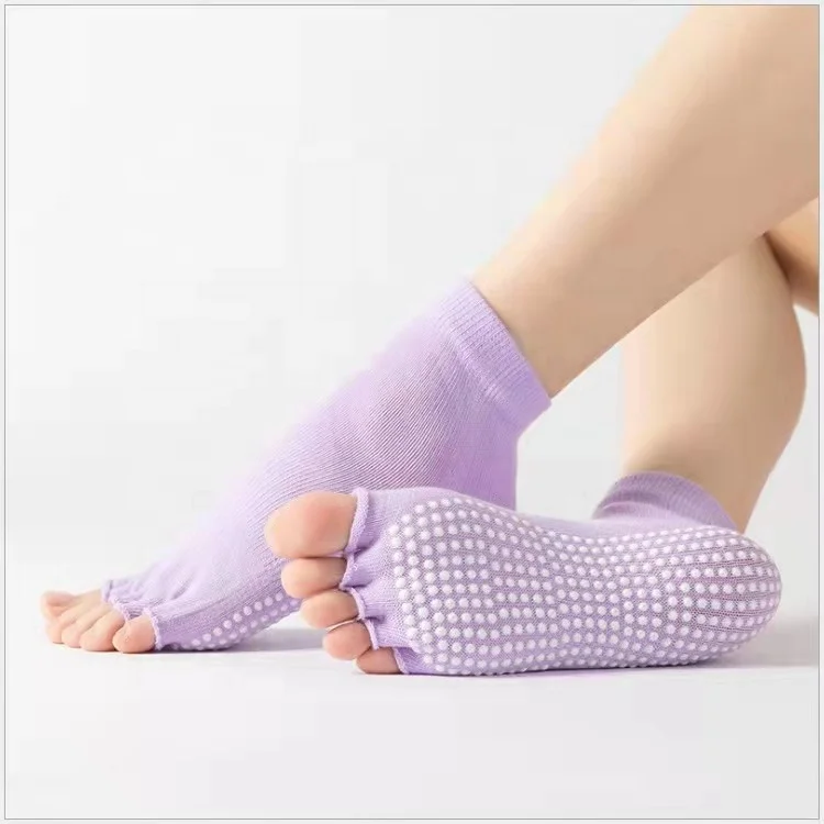 Wholesale custom women yoga socks toeless grip eco friendly open toe yoga socks