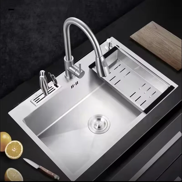 Stylish Luxury Rectangle Smart Large Workstation Kitchen Sink 304 Stainless Steel Single Bowl One Manufacturer Direct Price