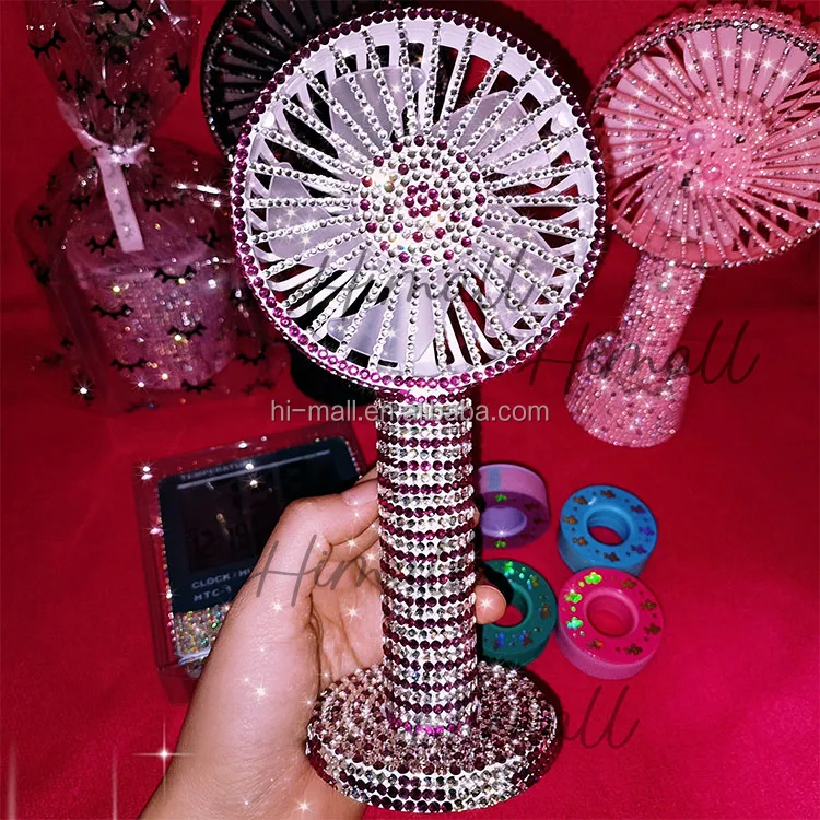 Mini Air Blower Dryer Usb Rechargeable Lash Fans Diamond Eyelash Fan Dryer/pink White Diamond Air Condition Fan for Eyelashes