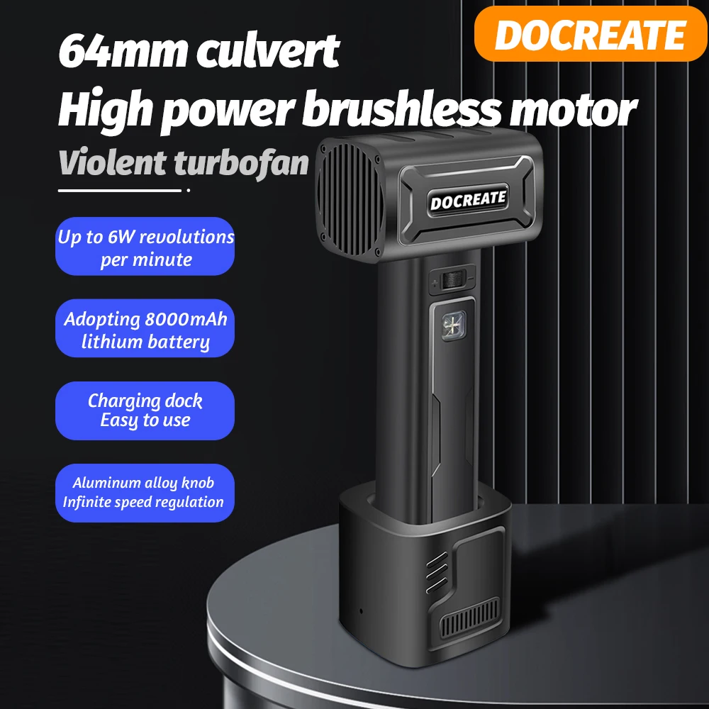 Docreate 1KG Thrust 700W Portable Turbo Violent Fan Powerful Jetdry Fan Jet Air Blower Dust Cleaner Leaf Blower Turbo Fan