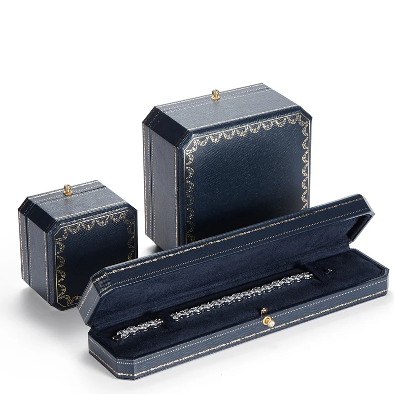 vip octagon leather bangle bracelet and ring necklace princess square vintage style jewelry jewellery packaging box