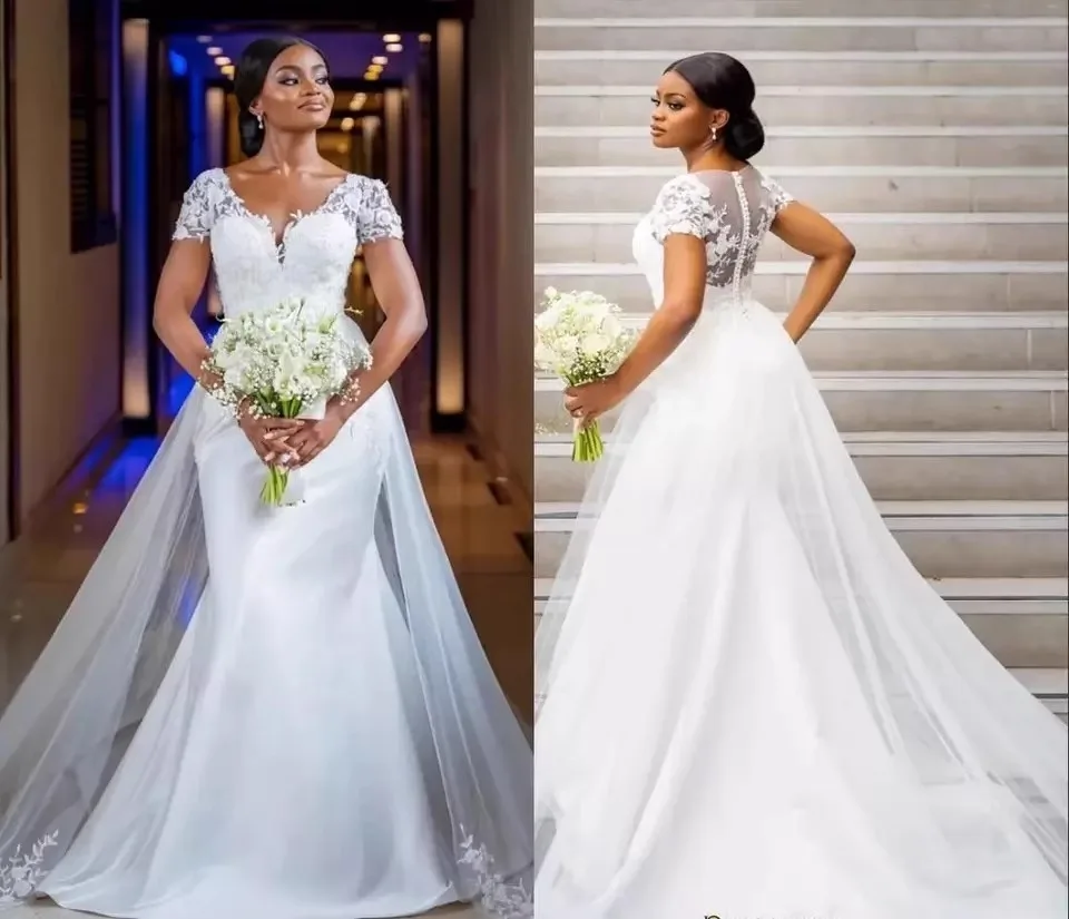 2025 Latest Design Lace Off-shoulder Fashion Train Bridal Dress Wedding Gown