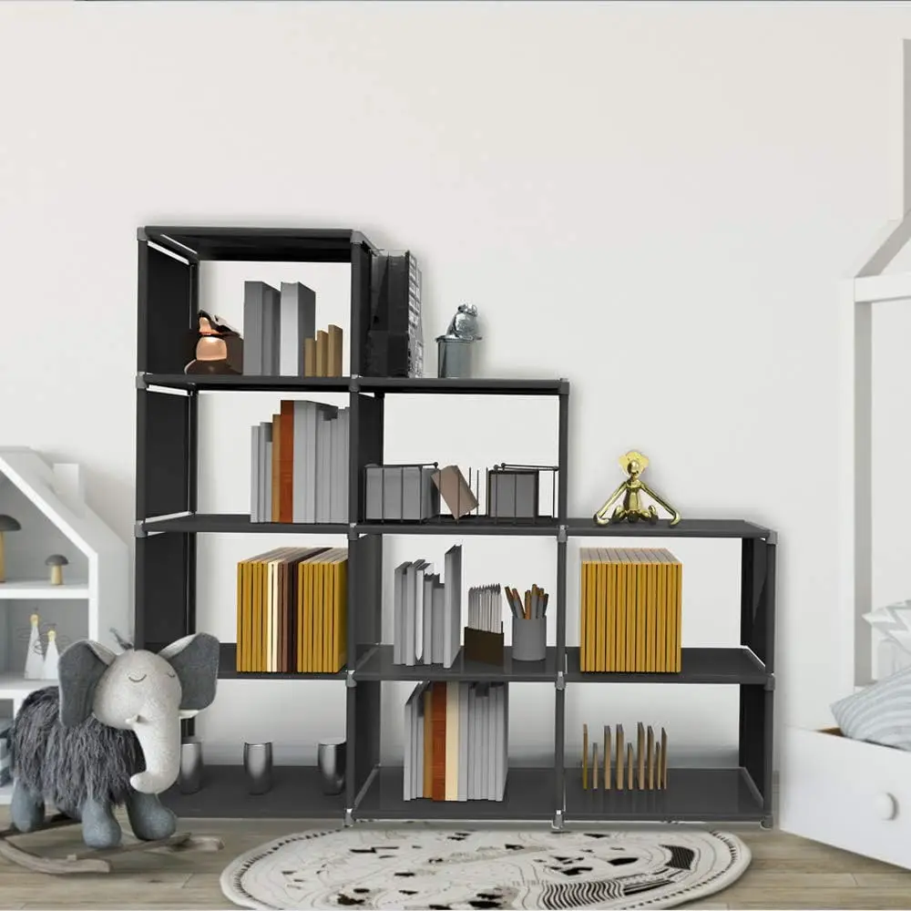 DIY 9 Cube Closet Bookcase Storage Shelf Clothes Storage Suitable for Home Office Bedroom Home Furniture