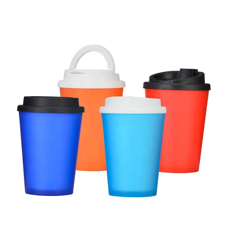 
fashion reusable plastic PP travel mug customized logo double wall biodegradable PLA coffee cups OEM 