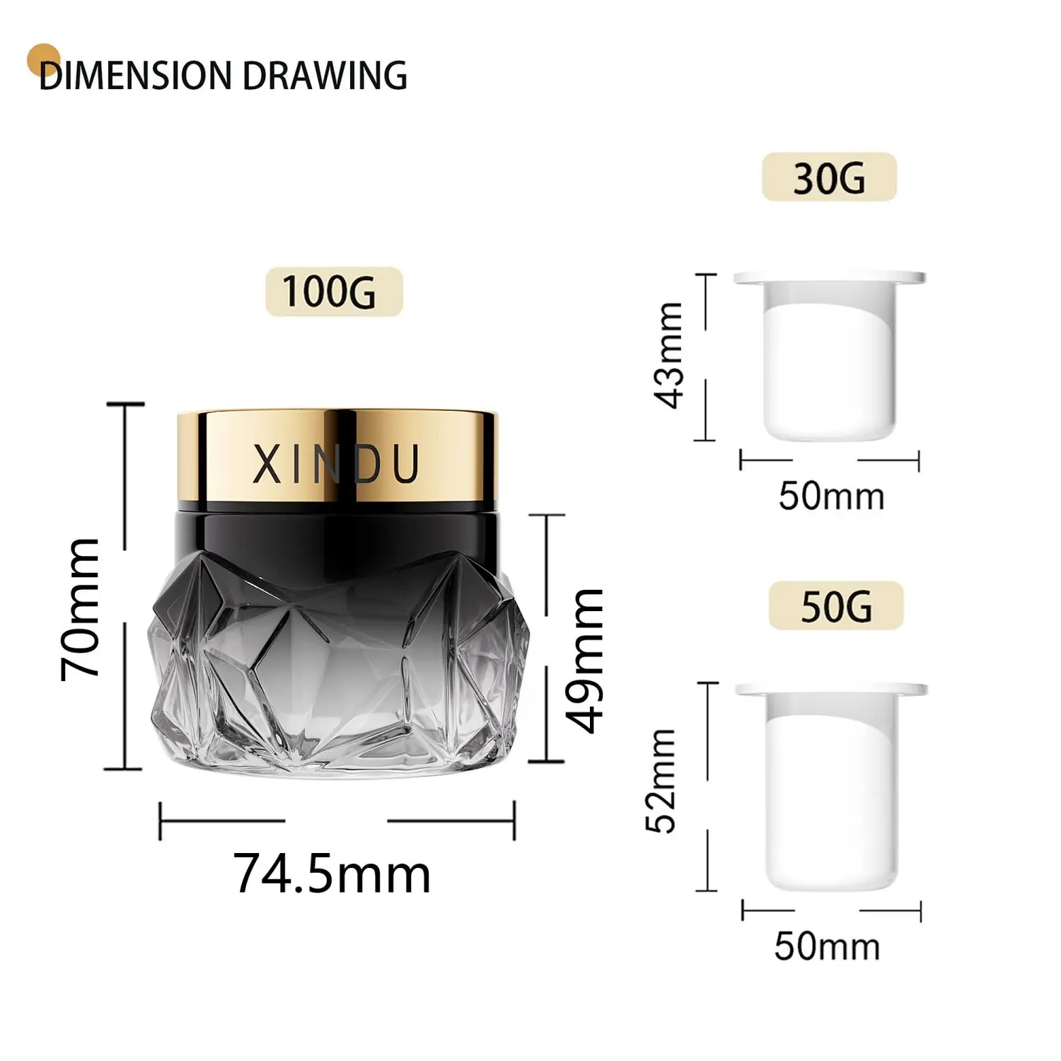 Wholesale Black Clear Empty Face Cosmetic Lotion Cream Luxury Custom Skincare Face Eye Cream Jars Lip Balm Glass Containers