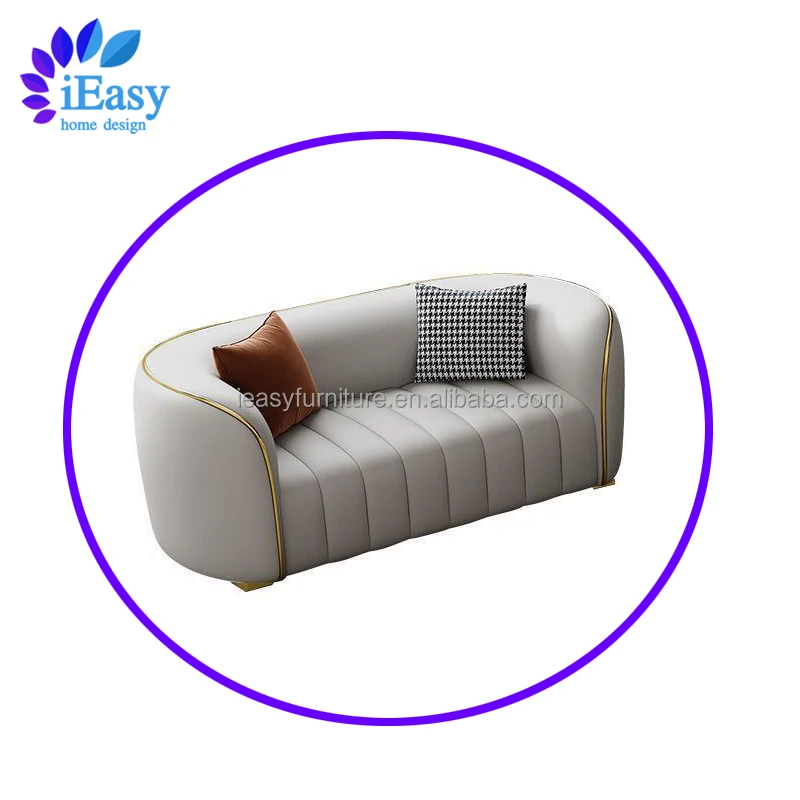 Современная роскошная мебель iEasy Foshan в американском стиле для гостиной ножки из нержавеющей стали натуральная кожа диван на 3 и 4 места