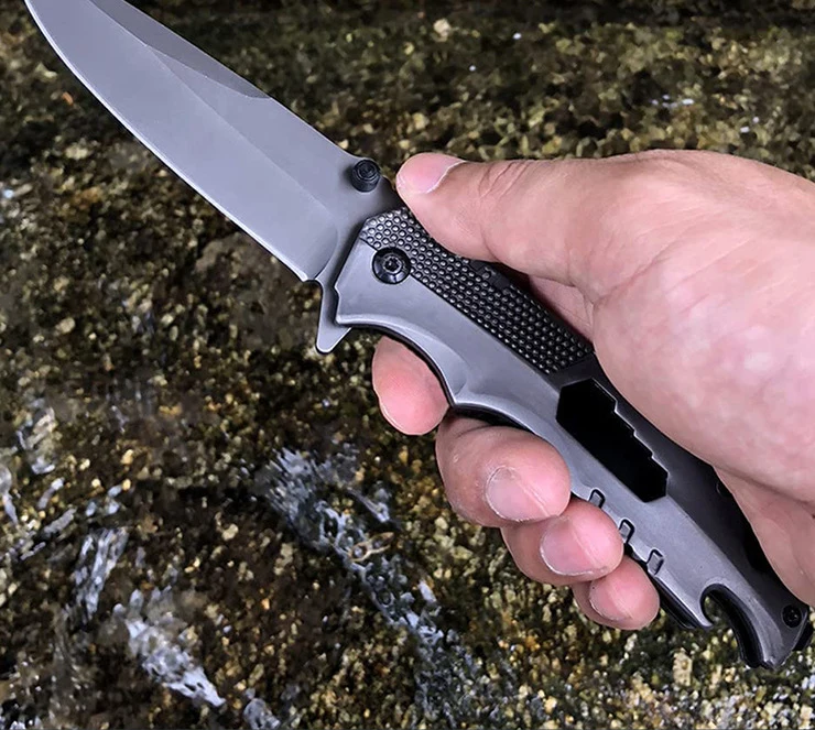 Outdoor Multi Tools Survival Pocket Knife Allen Key Handle Design Tactical Knife with Rope Cutter Glass Breaker