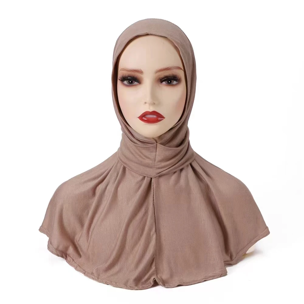 2022  High Quality Newest Design Scarf  Muslim Elastic Tie Back Button Modal Cotton Jersey Hijab For Women Summer Shawls