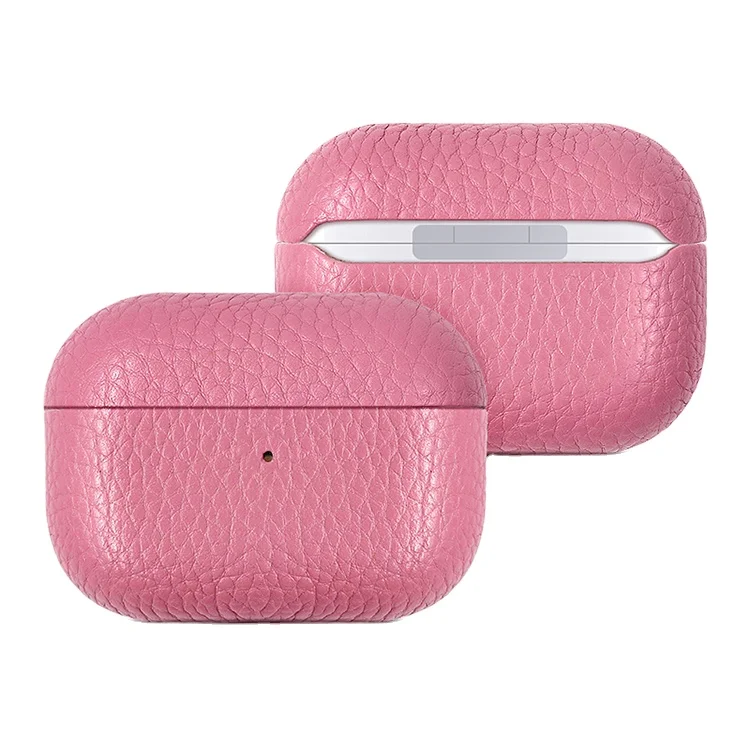 2022   Wholesale Fashion Full Grain Real pebble Grain Pink Leather Case For  Airpods Pro