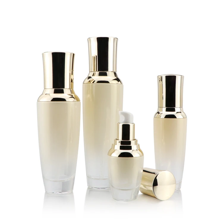 Cosmetic packaging luxury gold cosmetic containers set 50g glass cream jar 100ml 120ml bottle jars